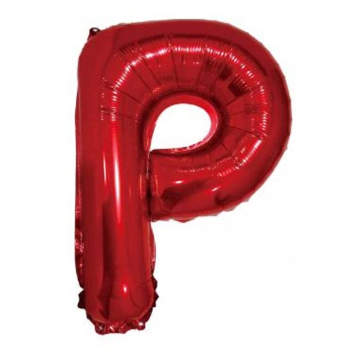 Piros 'P' Fólia Lufi - 40 cm, Héliummal és Levegővel Tölthető