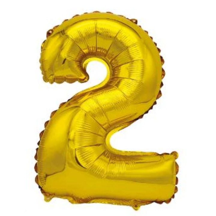 Arany '2' Fólia Lufi - 40 cm, Héliummal és Levegővel Tölthető