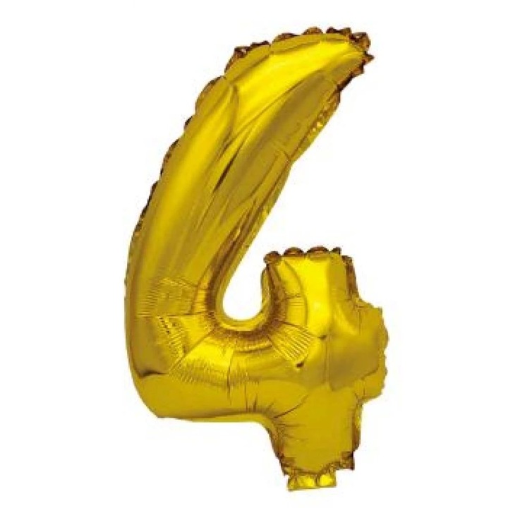 Arany '4' Fólia Lufi - 40 cm, Héliummal és Levegővel Tölthető