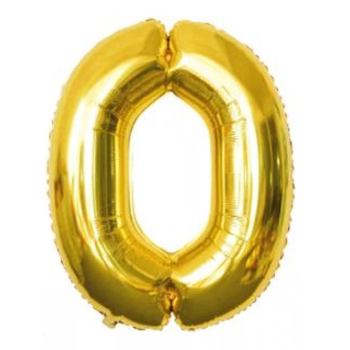 Arany '0' Fólia Lufi - 110 cm, Héliummal és Levegővel Tölthető
