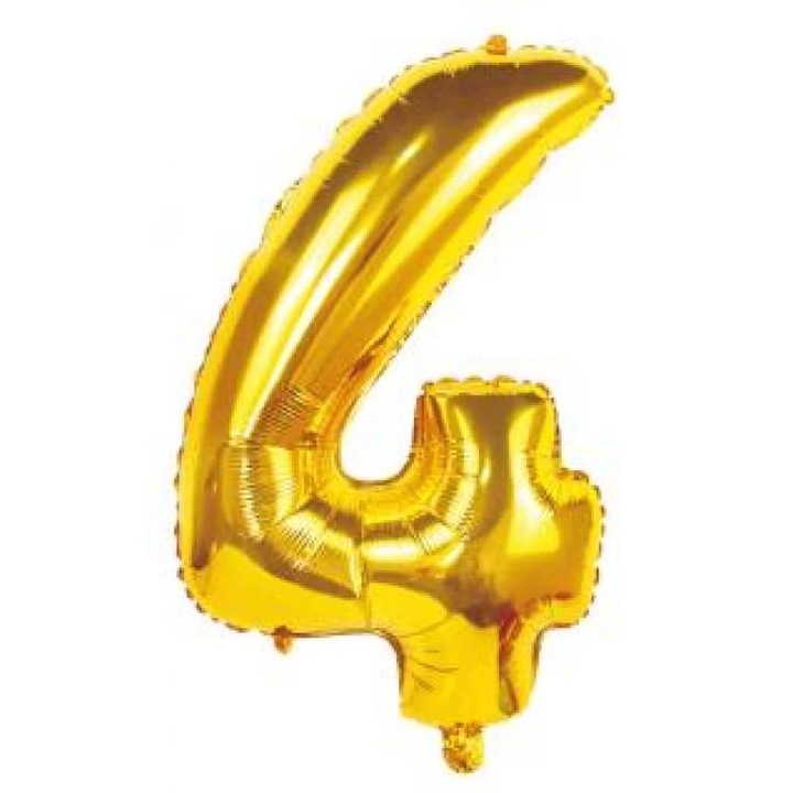Arany '4' Fólia Lufi - 110 cm, Héliummal és Levegővel Tölthető
