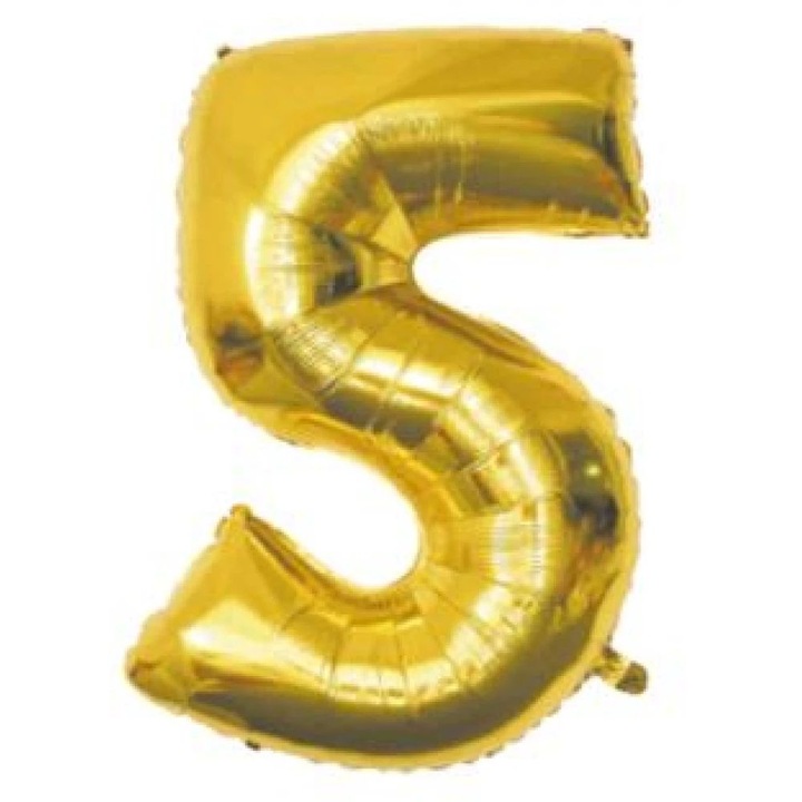 Arany '5' Fólia Lufi - 110 cm, Héliummal és Levegővel Tölthető