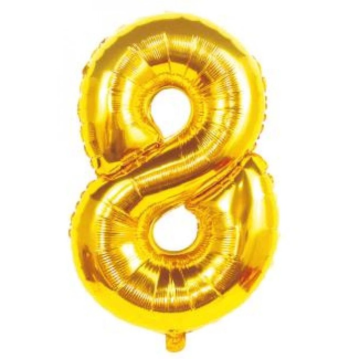 Arany '8' Fólia Lufi - 110 cm, Héliummal és Levegővel Tölthető