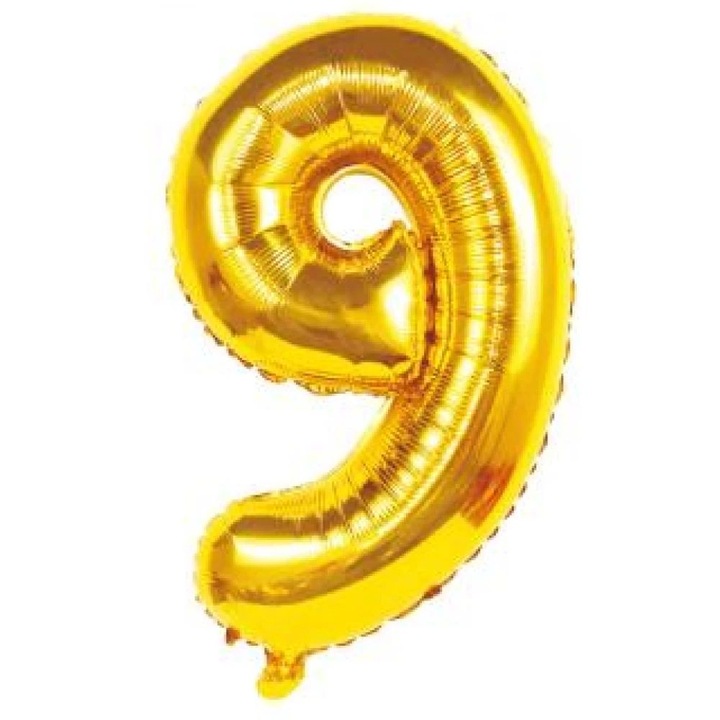 Arany '9' Fólia Lufi - 110 cm, Héliummal és Levegővel Tölthető
