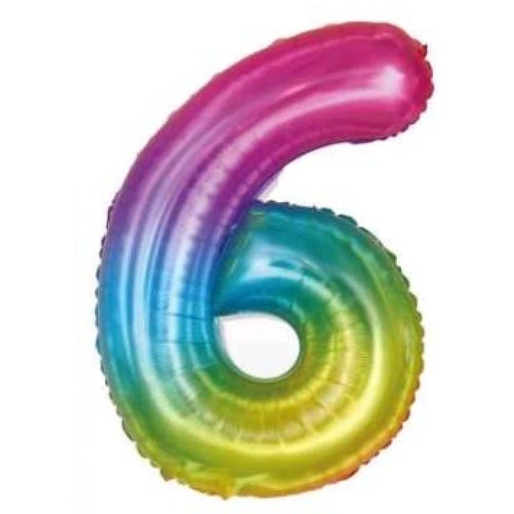 Szivárvány '6' Fólia Lufi - 110 cm, Héliummal és Levegővel Tölthető
