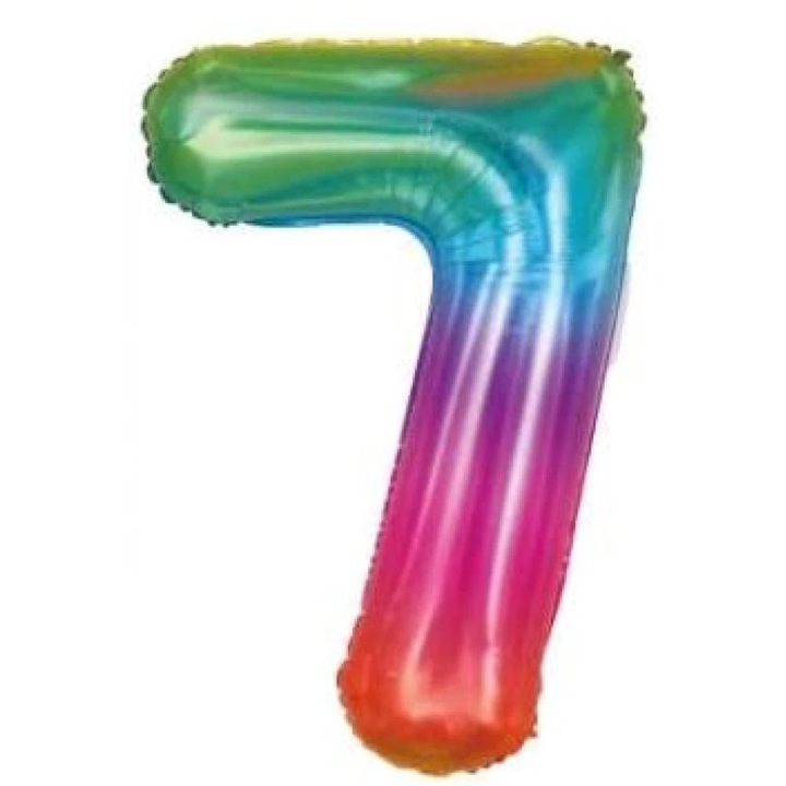 Szivárvány '7' Fólia Lufi - 110 cm, Héliummal és Levegővel Tölthető