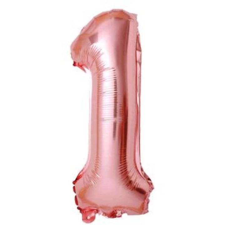 Baba rózsaszín '1' Fólia Lufi - 110 cm, Héliummal és Levegővel Tölthető