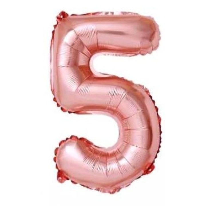 Baba rózsaszín '5' Fólia Lufi - 110 cm, Héliummal és Levegővel Tölthető