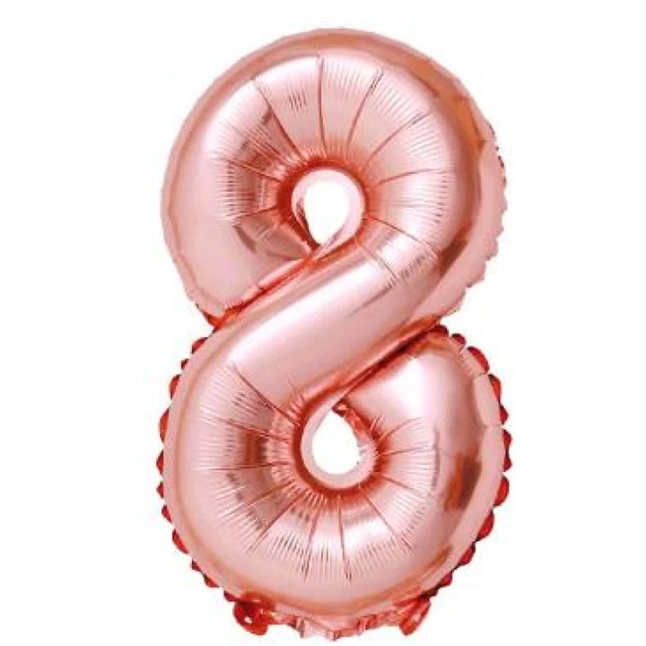 Baba rózsaszín '8' Fólia Lufi - 110 cm, Héliummal és Levegővel Tölthető