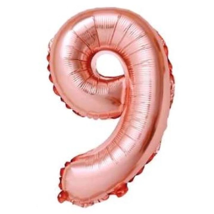 Baba rózsaszín '9' Fólia Lufi - 110 cm, Héliummal és Levegővel Tölthető