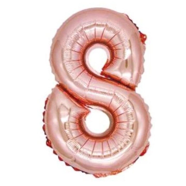 Baba rózsaszín '8' Fólia Lufi - 40 cm, Héliummal és Levegővel Tölthető