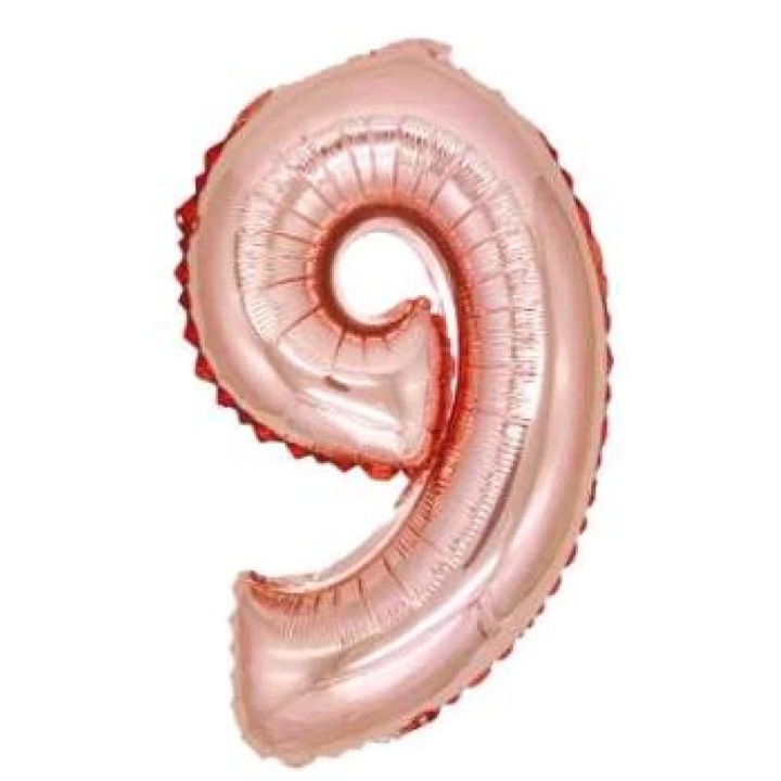 Baba rózsaszín '9' Fólia Lufi - 40 cm, Héliummal és Levegővel Tölthető