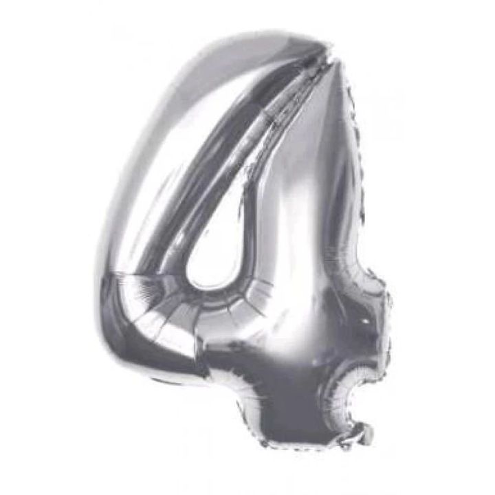 Ezüst '4' Fólia Lufi - 110 cm, Héliummal és Levegővel Tölthető