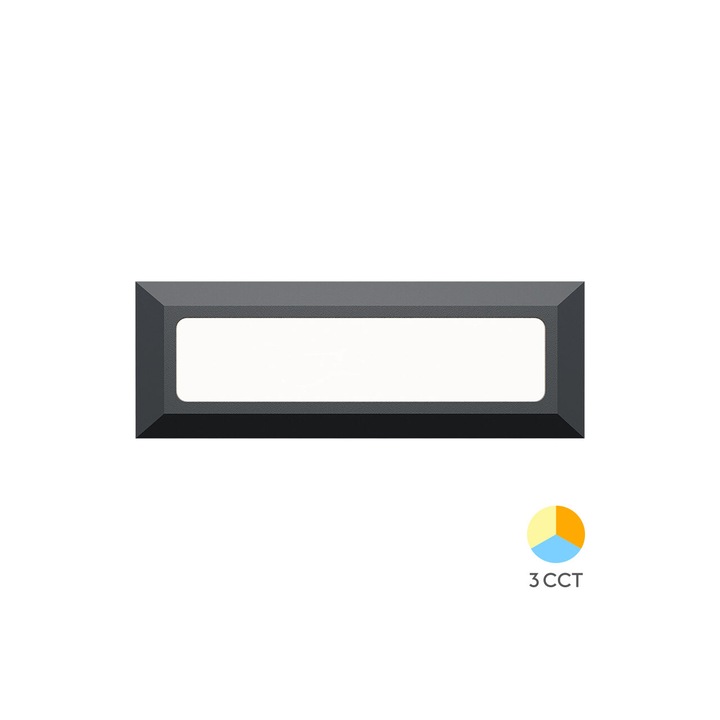 CORP LED PT, 3W 180lm 3in1 VEKTA-B, DREPTUNGHI GRI IP65