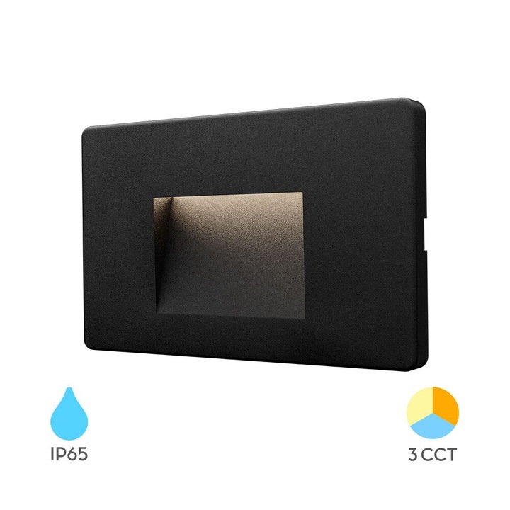 CORP LED PT, 3W 240lm, 3IN1 VEKTA-B PATRAT NEGRU IP65