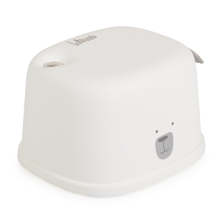 Treapta inaltator pentru copii Cangaro Winnie Alb, utilizare 3in1 inaltator baie, scaunel pentru bebelusi si cutie de depozitare, maner pentru transport si agatare usoara, design compact, forme rotunjite, greutate admisa 30kg