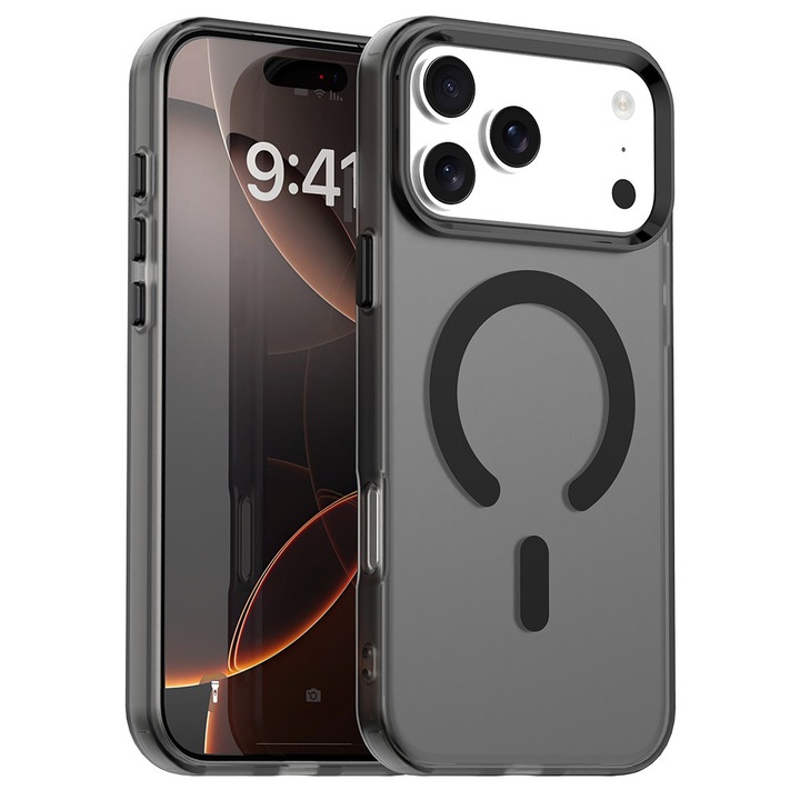 Калъф за iPhone 17 Pro Max, CandyCase MagSafe, U16, Поликарбонат, Черен
