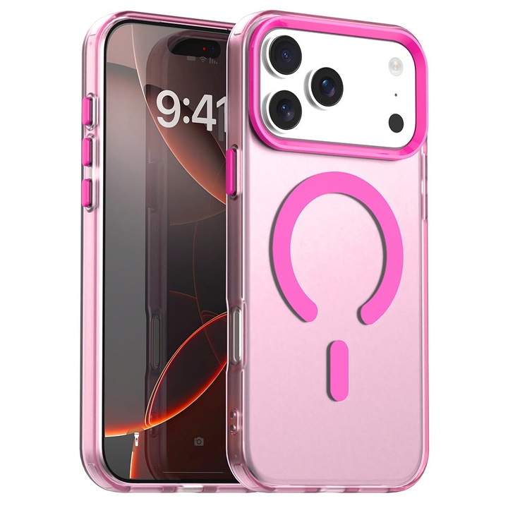 Husa premium pentru iPhone 17 Pro VivaShell Fusion compatibila MagSafe, Anti-Shock - Protectie Avansata Display & Camera - Design Slim si Elegant - roz