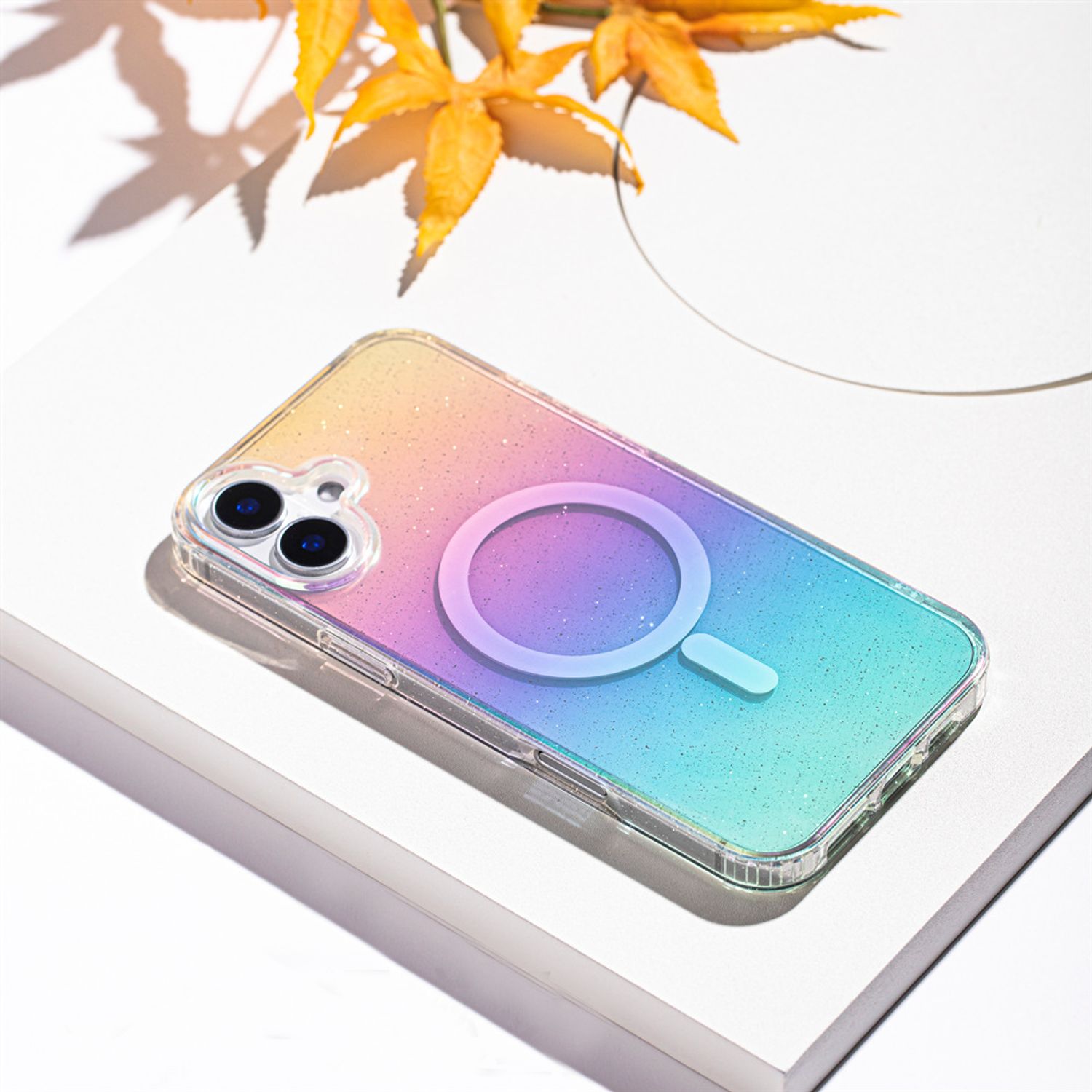 Husa pentru Apple iPhone 17 Pro, Suporta Incarcare Wireless, Magsafe, Rezistenta la Zgarieturi, Sclipici, Transparent/Multicolor