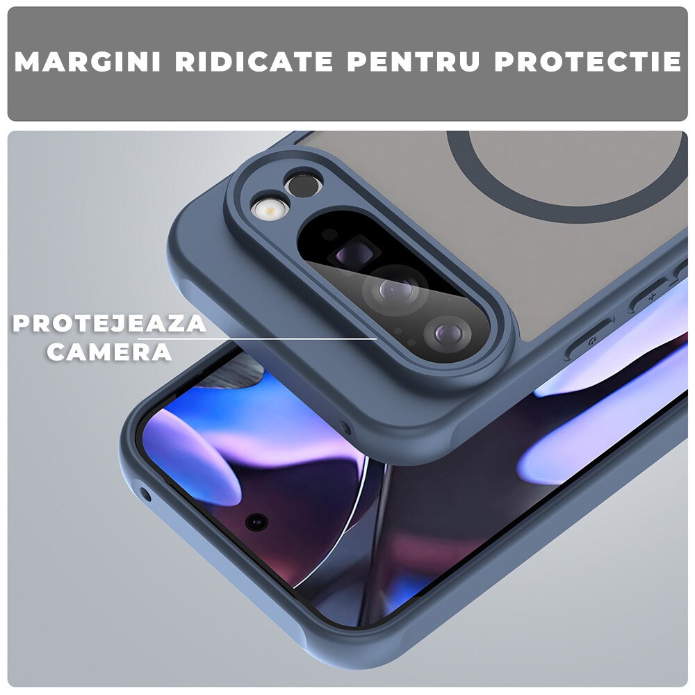 Husa pentru Google Pixel 10 Pro XL Daden® HaloFrost II, MagSafe, Antisoc, Incarcare wireless, Calitate Premium, Albastru