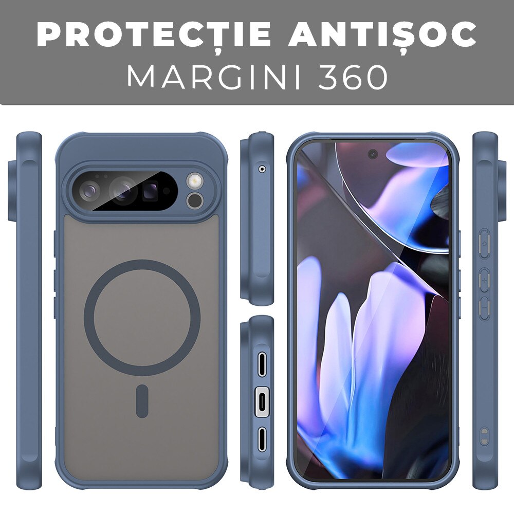 Husa pentru Google Pixel 10 Pro XL Daden® HaloFrost II, MagSafe, Antisoc, Incarcare wireless, Calitate Premium, Albastru