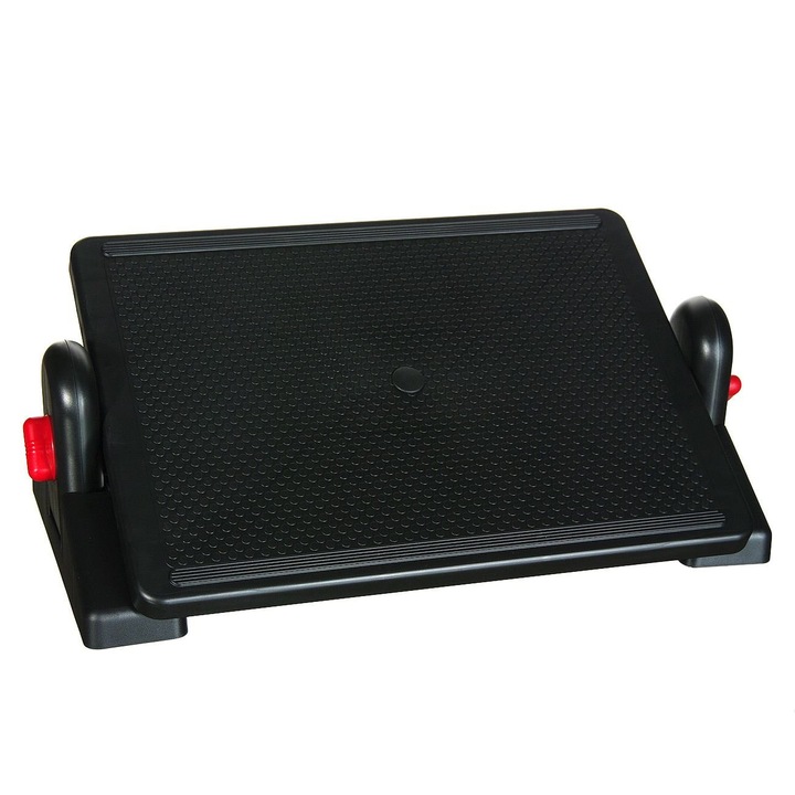 Irodai lábtartó, 2 szintes, poliészter, csúszásgátló lábak, fekete, MYONNA IT & E-COMMERCE ®