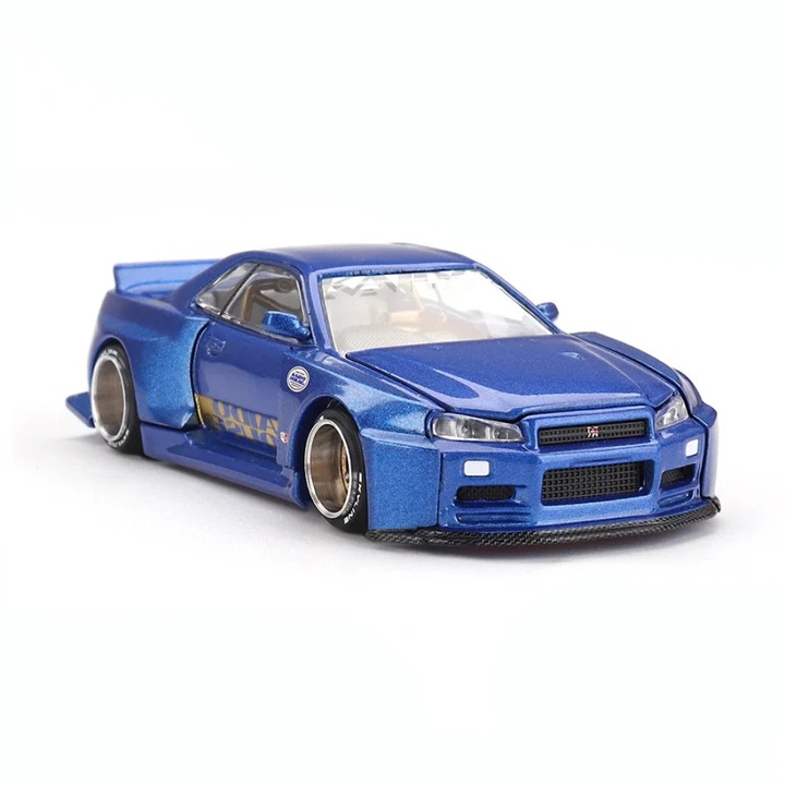Модел на кола Nissan Skyline Gt-R (R34) Kaido Works (V2 Aero) Shinjuku V2 1999 1:64 Mini GT KHMG158