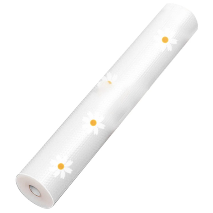 Folie de protectie pentru rafturi 45 x 300cm cu floricele albe