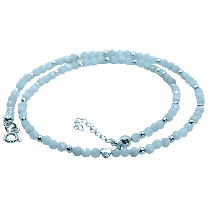 Colier KARELINE, Piatra lunii, bilute 3mm, argint, elegant/casual