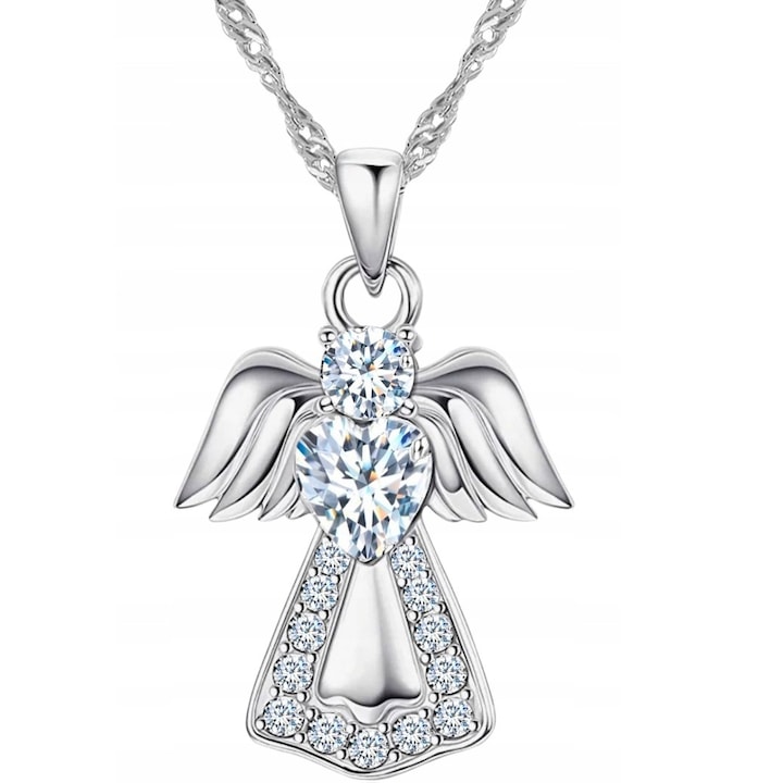 Lantisor argint, 925, ingeras, pandantiv, inger pazitor, pentru copil, fetita, baiat, botez, amintire