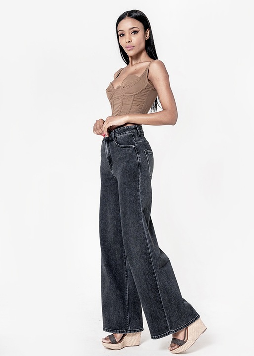 Blugi negri dama wide leg Nina Carter B-YY300-7 M10 10586, Negru