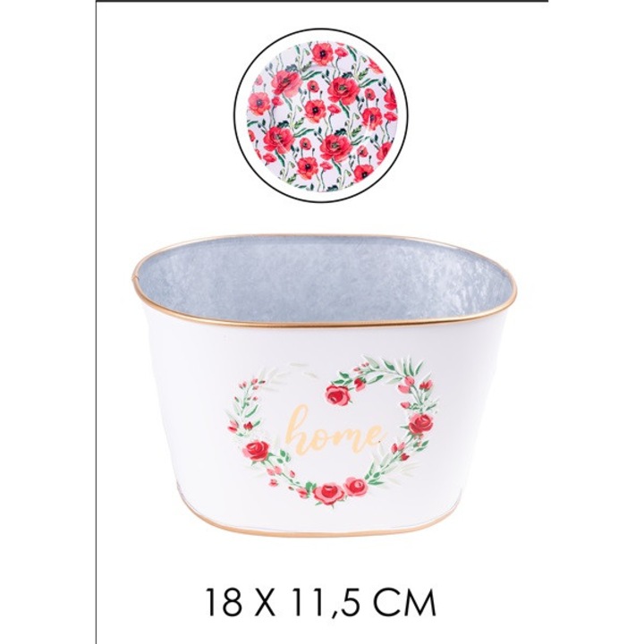 Ghiveci IRIS din tabla „v” mac rosu 21x13cm