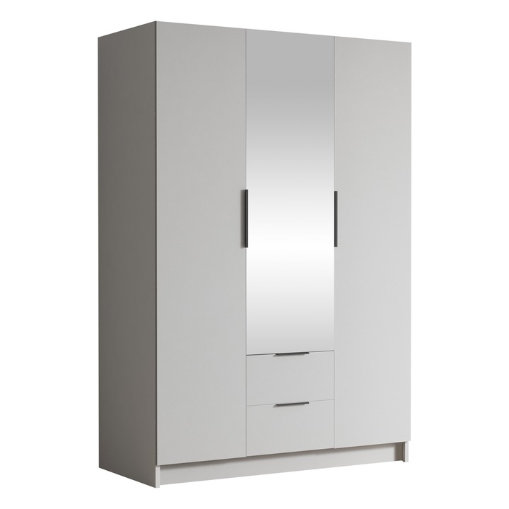 Dulap cu oglinda Cumair II 150, MIRJAN 24, alb + negru, 150x60x216 cm