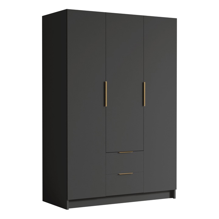 Dulap Cumair I 150, MIRJAN 24, negru + auriu, 150x60x216 cm