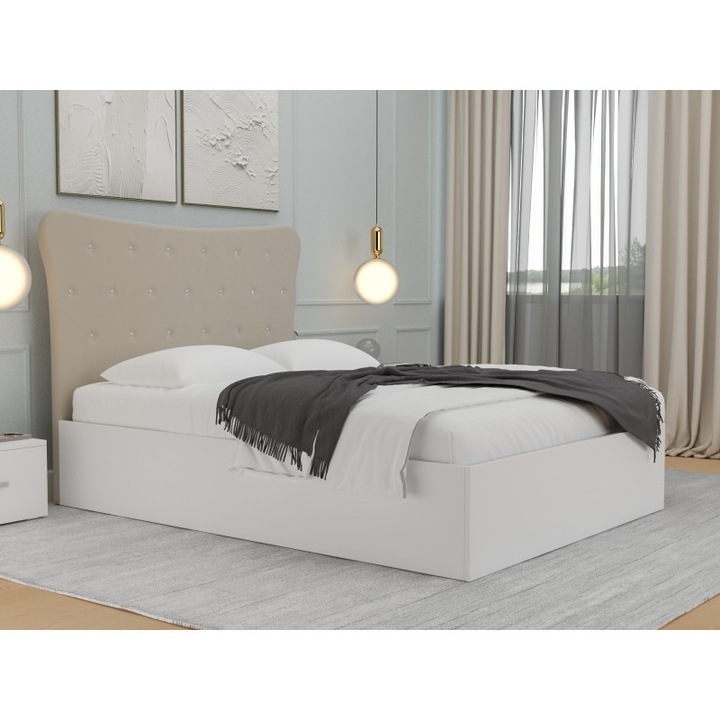 Pat tapitat LUXOR – Bej & Cristale Mixbo, 160×200 cm