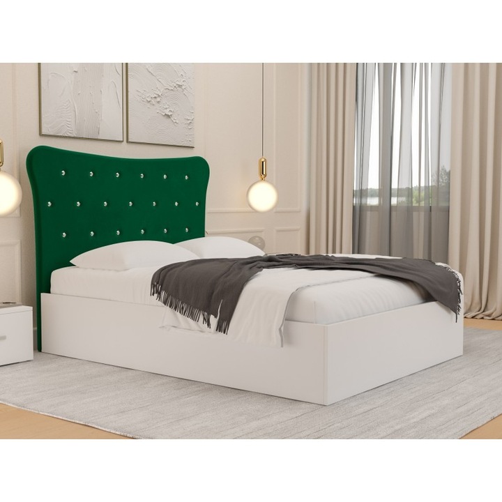 Pat tapitat OPULENCE – Verde Smarald / Bej Mixbo, 160×200 cm