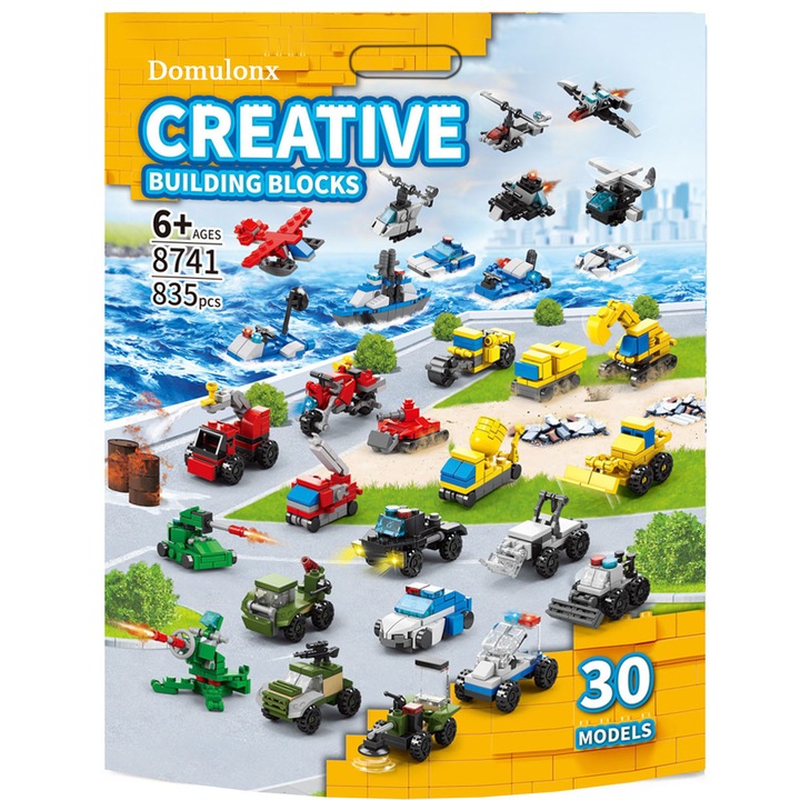 Set de blocuri de constructie, City Guard Alliance, 30 modele, 835 piese, multicolor