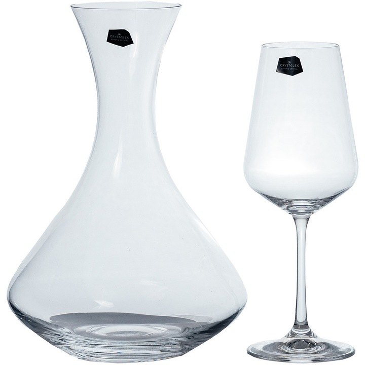 Set 7 piese Crystalex Sandra, decantor 1500 ml + 6 pahare 350 ml
