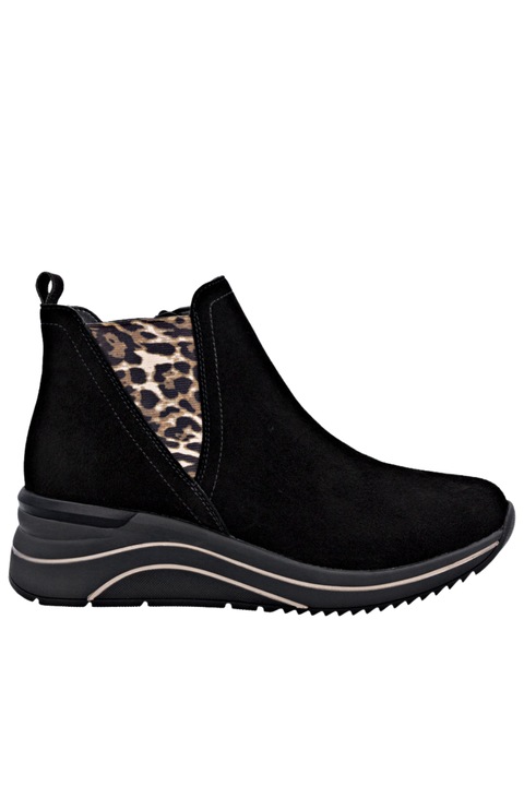 Ghete casual, dama, REMONTE, D0T75-04 negru, piele intoarsa, ortopedic, Negru