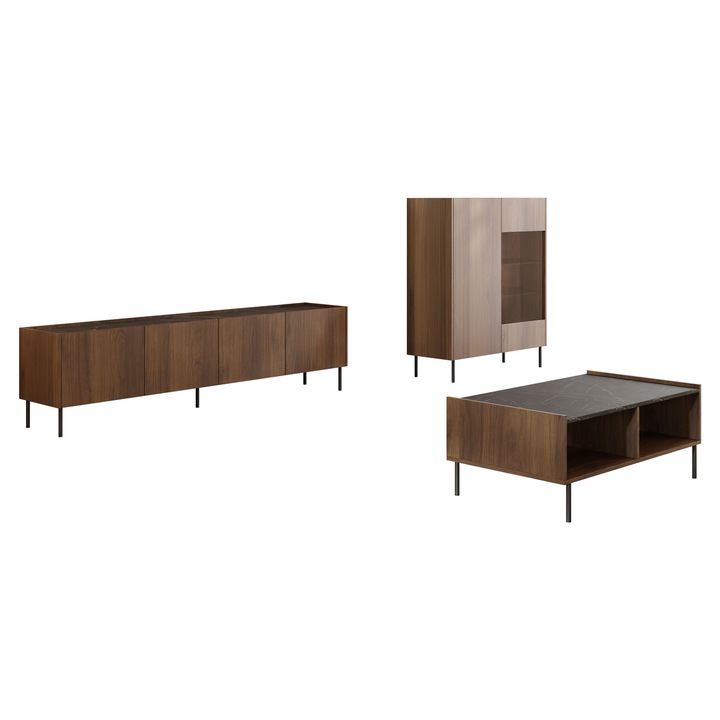 Set de mobilier Antovei II, MIRJAN24, nuc warmia + marmura neagra