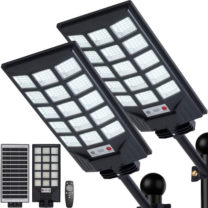 Lampa solara stradala KOOPAO, 8500K, 240 LED, IP65, telecomanda, 6000mAh, 1 set