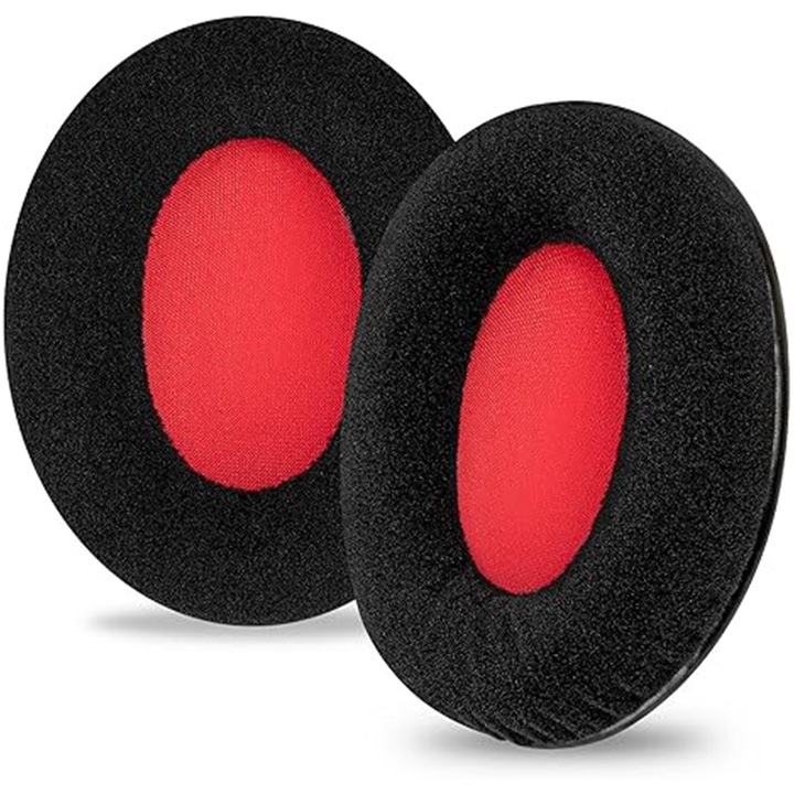 Set 2 Bureti de Schimb AYSTOAYS®, pentru casti HyperX Cloud III 3 / II 2 Gaming, AQYRIS Andromeda / Altair / Sirius si multe alte modele, Usor de montat, Spuma cu Memorie, Rosu