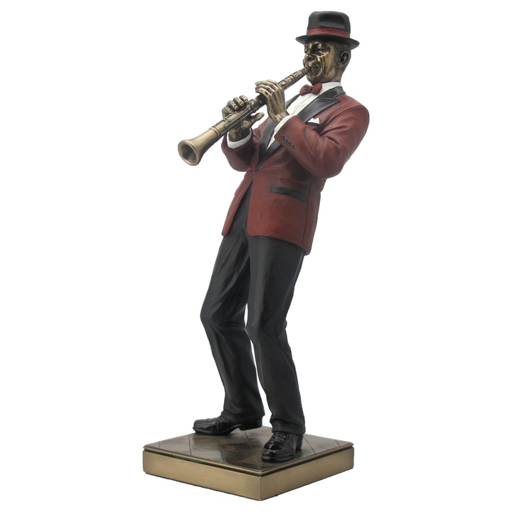 Statueta clarinetist de Jazz, polirasina, 29x15x10 cm, multicolor