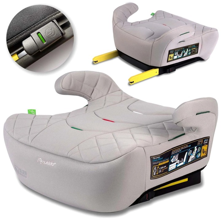 Inaltator auto pentru copii, cu isofix, Nukido, Louis, i-Size, 125 - 150 cm, 710202, Bej