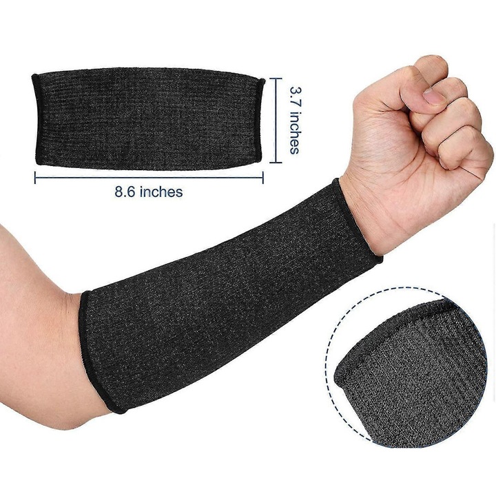 Set aparatori pentru brate, 2 perechi, rezistente la taiere, 5 niveluri de protectie, gri/negru, 22x9.5cm