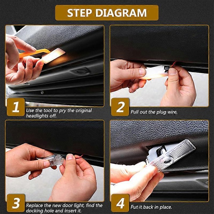 Lampa Proiector LED pentru Usa Masinii, Logo Dodge, Set 2 Bucati, 36cm, PVC, 12V