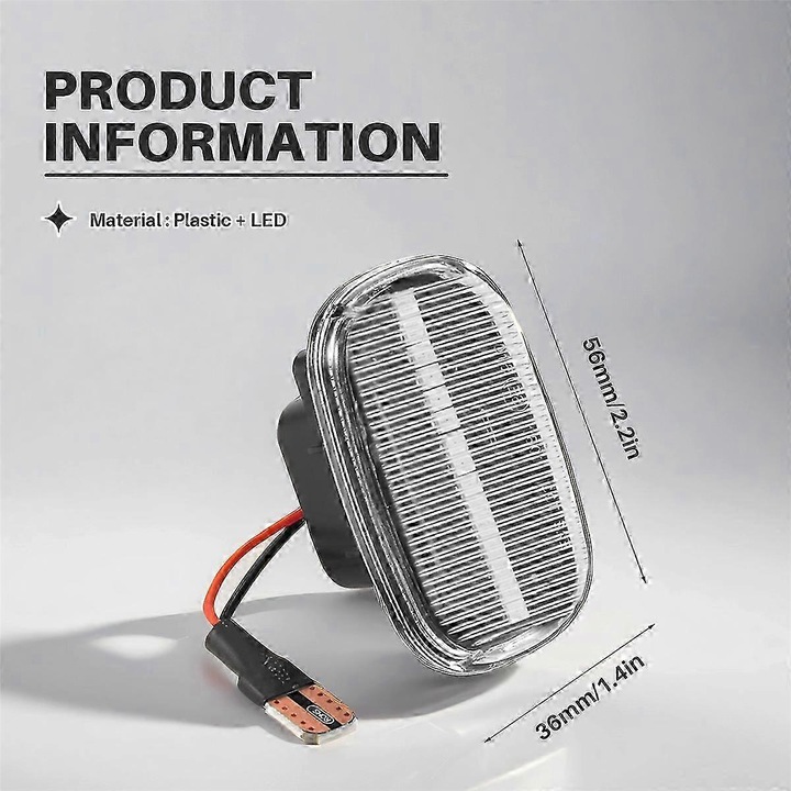 Lampi LED laterale dinamice pentru Toyota Celica T19 T20 23 Rav4 Avensi, set 2 buc, alb, plastic