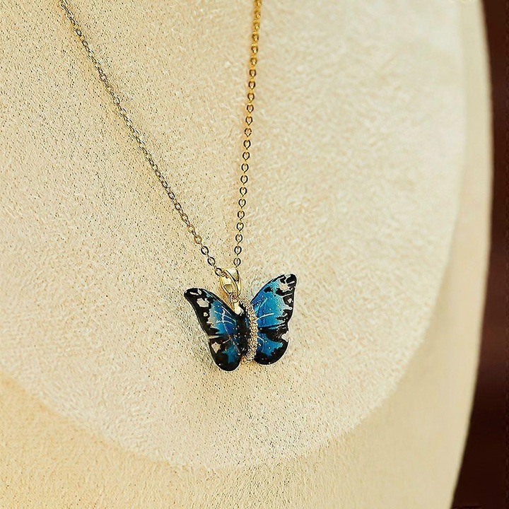 Colier cu pandantiv, inox, albastru, hypoalergenic, 1x colier