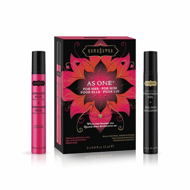 Set KamaSutra As One, 2x12ml, geluri pentru cupluri, aroma de scortisoara, pentru femei si barbati