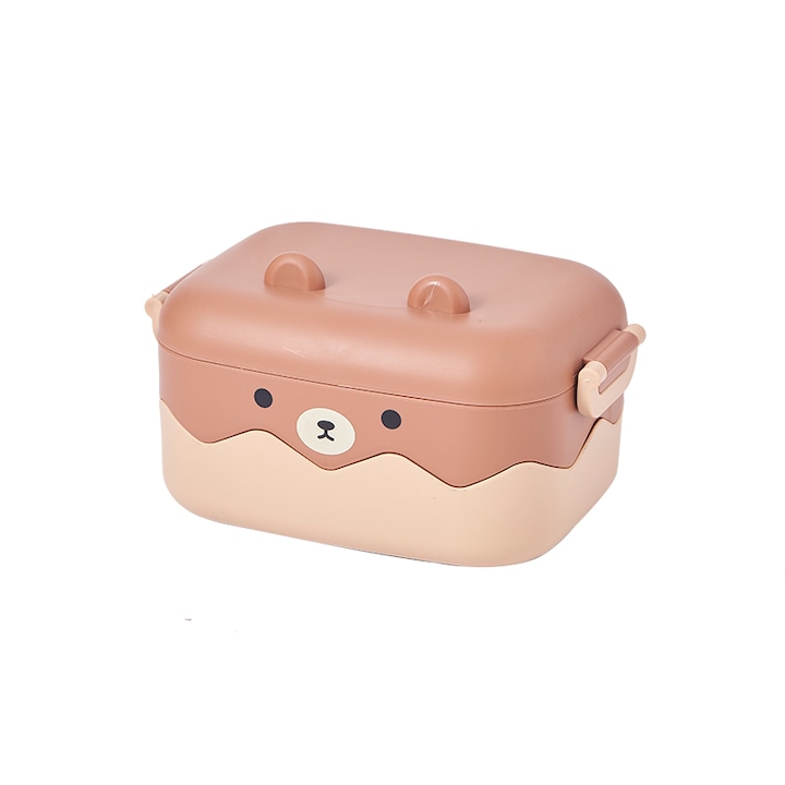 Cutie alimentara Bento de pranz, pentru copii si adulti, SHYE-6483, maro, 1200 ml, 19.1 x 13.5 x 11.2 cm